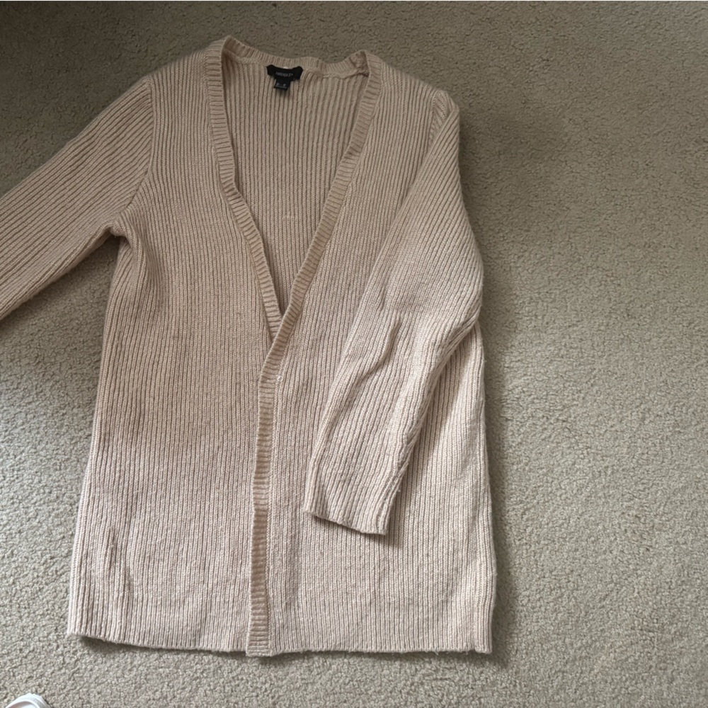 Forever 21 Beige Open-Front Cardigan